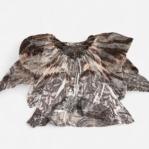 Energie Women's Top in Black, Brown, and Cream